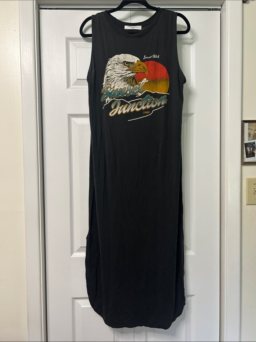 Graphic Tank Maxi Dress - with Bald Eagle Print